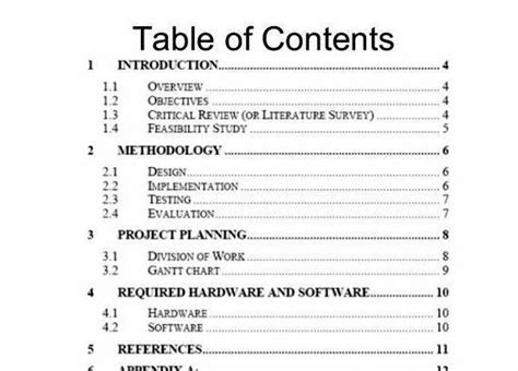 table  content  master thesis proposal