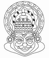Kathakali Painting Mask Mural Face Kerala Indian Outline Drawing Coloring Pencil Color Paintings Pages Visit Canvas Kids Dress sketch template