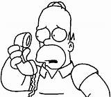 Homer Coloring Phone Pages Simpson Template sketch template