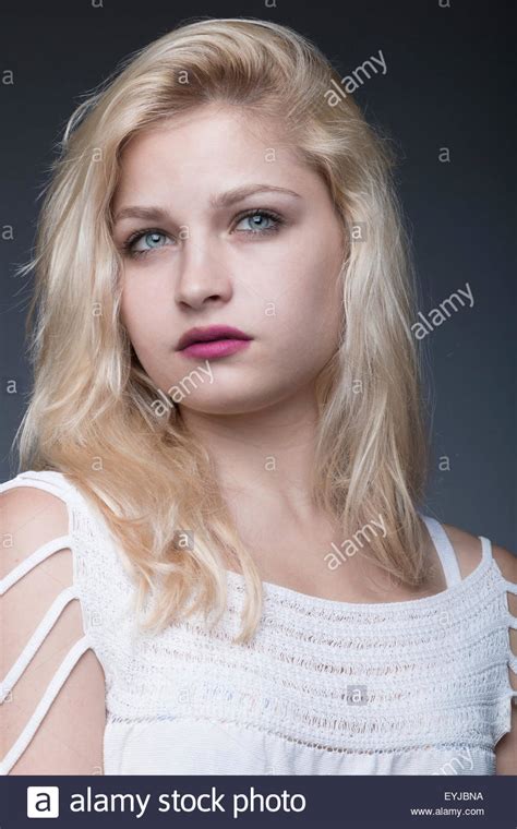 Portrait Of A Russian Teen Model With Blue Eyes Stock