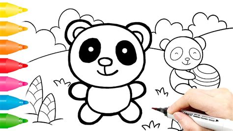 panda coloring pages easy drawings  kids youtube