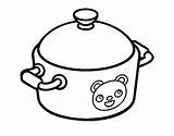 Pot Cooking Coloring Drawing Pages Clay Coloringcrew Clipartmag Template Kitchen sketch template
