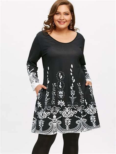 gamiss plus size 5xl arab print long sleeve tunic t shirt women casual