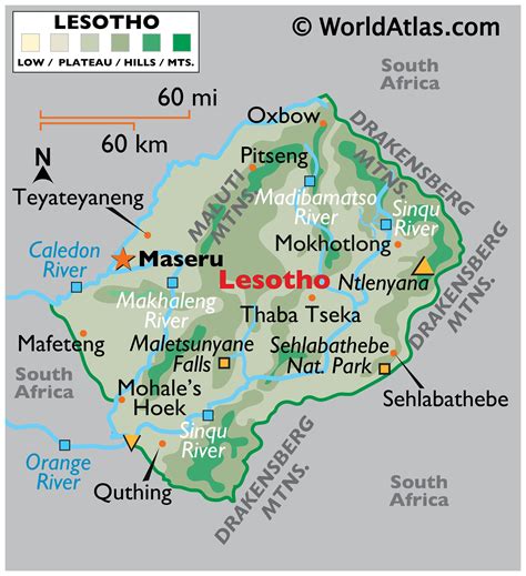 lesotho large color map