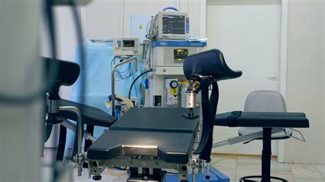 Close Up Of A Gynecological Examination Chair In A Medical Room Stock
