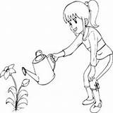 Watering Girl Coloring Pages Science Surfnetkids Flowers sketch template