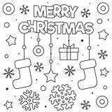 Christmas Merry Coloring Vector Illustration Colorless Book sketch template