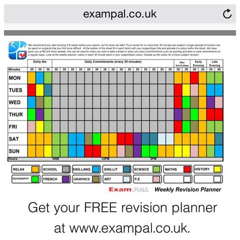 gcse revision planner template revision timetable template  blank