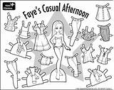 Paper Doll Coloring Dolls Printable Sheet Casual Pages Sheets Faye Print Clothing Clothes Color Afternoon Thin Mini Paperthinpersonas Fayes Pdf sketch template