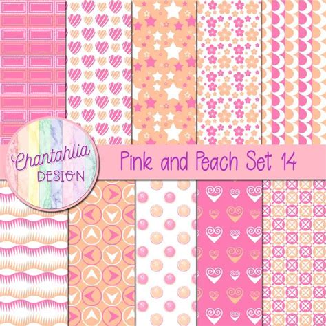pink  peach digital papers  patterned designs