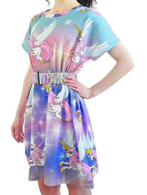 shi jen unicorn dress with pink hologram belt me myself
