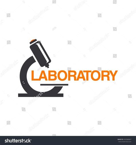 laboratory logo  microscope   word laboratory  white
