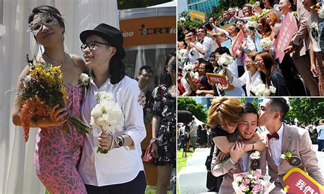 taiwan hosts asia s first ever legal gay marriage as a dozen same sex