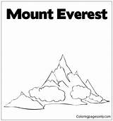 Everest Pages Mount Coloring Clipart Color Clip Mountain Drawing Online Vbs Mountains Silhouette sketch template