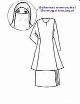 Baju Kurung Tradisional Mewarna Pakaian Emas Sebatang Jarum Pesak Gantung Melayu Jahit Kebaya Mudah Ukuran Wanita Untuk Colouring Woman Covering sketch template