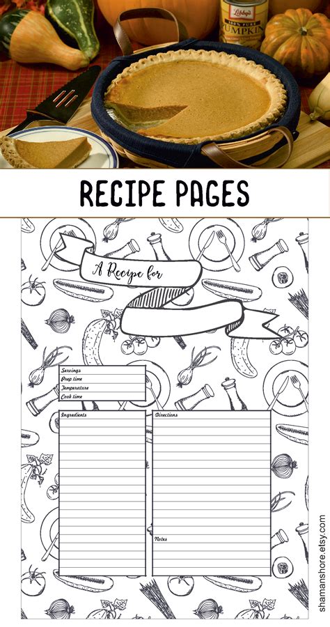 recipe template printable  recipe pages blank recipe book