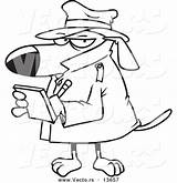 Detective Cartoon Dog Taking Outline Coloring Notes Clipart Vector Leishman Ron Clipartmag Royalty sketch template