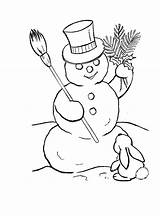 Snowman Coloring Pages Christmas Print Printable Color Rabbit Kids Family D615 Children Abominable Hat Drawing Cartoon Getdrawings Online sketch template