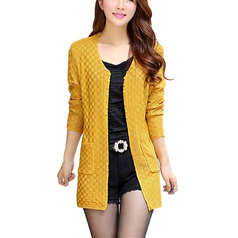 syb 2016 new women sweater long cardigan fashion long sleeve thin