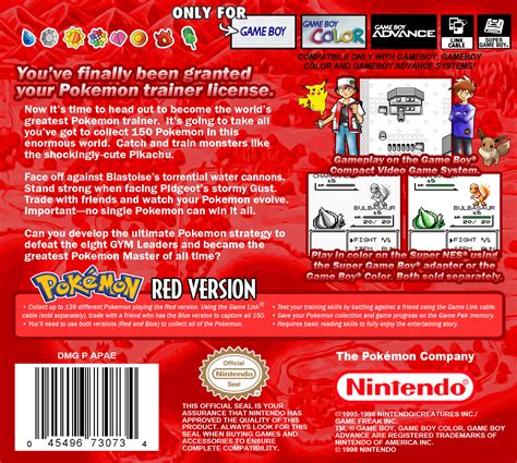 Pokemon Red Version Boxart High Res Front And Back