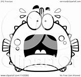 Scared Blowfish Chubby Clipart Cartoon Outlined Coloring Vector Thoman Cory Royalty sketch template