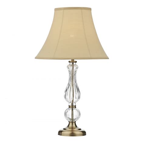 Table Lamp With Traditional Fluted Glass Base And Antique