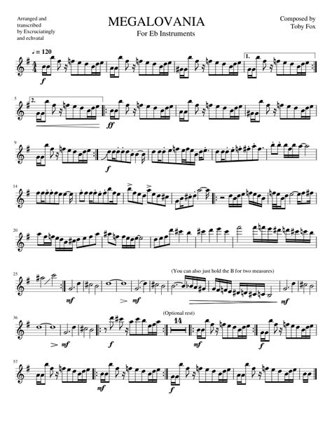 Megalovania Alto Saxophone Sheet Music For Alto