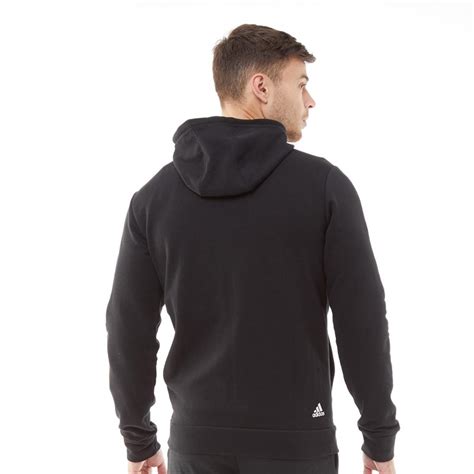 adidas heren logo hoodie met ritssluiting zwart