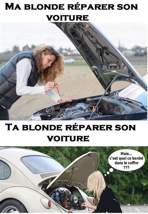 ta blonde réparer son voiture image lien