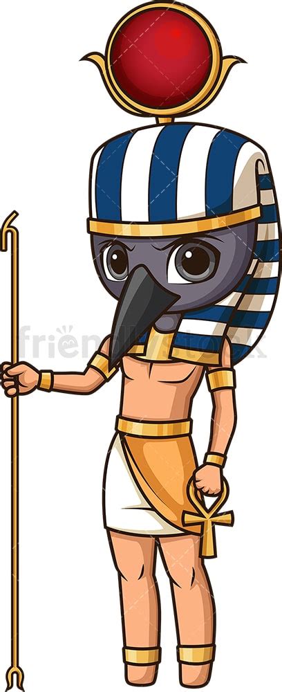 Ancient Egyptian God Thoth Cartoon Vector Clipart