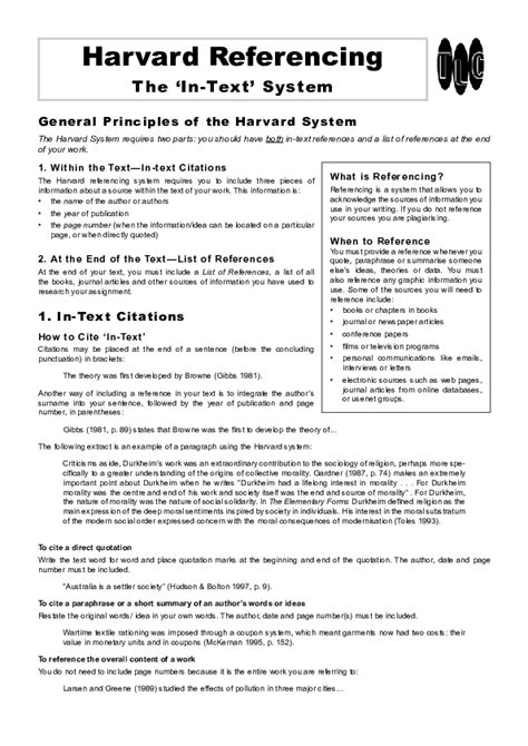 harvard referencing    text system general principles