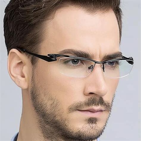 super luxury pure titanium black half rimless eyeglass frames men women