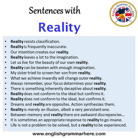 Sentences With Reality Reality In A Sentence In English Sentences For
