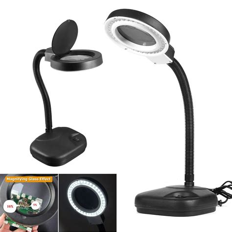 5x 10x Magnifier Led Desk Light Daylight Craft Glass Table Lamp 40 Led