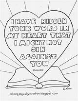 Coloring Psalm Pages Word Kids Heart 119 Bible Printable Hidden Verse School Sunday Psalms Crafts God Lord Prayer Jesus Verses sketch template