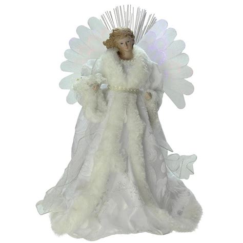 northlight   lighted bo fiber optic angel  white gown christmas tree topper