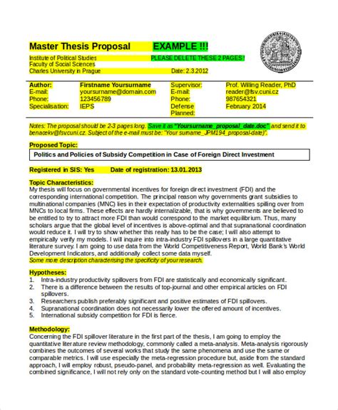 sample proposal  thesis  thesis proposals