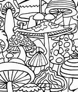 Coloring Trippy Mushrooms Print sketch template