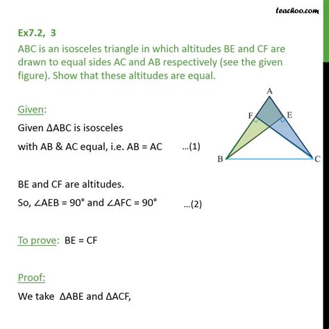 Ex 7 2 3 Abc Is An Isosceles Triangle In Which Altitudes