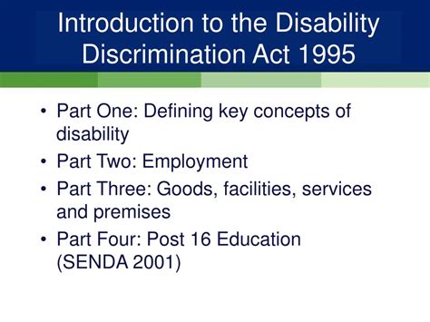 Ppt Implications Of Part Iv Of The Disability Discrimination Act 1995