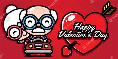 Premium Vector Cute Grandpa And Cute Grandma With Happy Valentine S