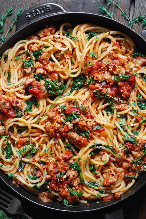 minute italian sausage spaghetti julias album