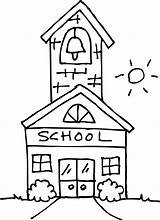 School Clipart House Coloring Outline Clip Transparent Schoolhouse Cute Building Cliparts Background Education Kids Quilt Cartoon Pages Leprechaun Quilting Library sketch template