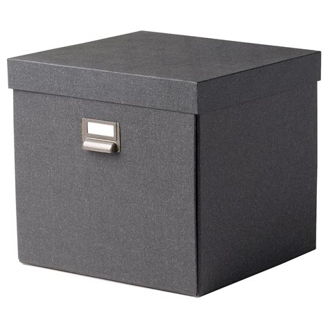 tjog storage box  lid dark gray xx cm    ikea