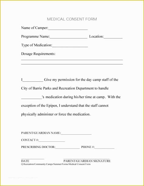 medical consent form template   medical consent forms