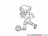 Soccer Girl Colouring Coloring Children Pages Sheet Title sketch template