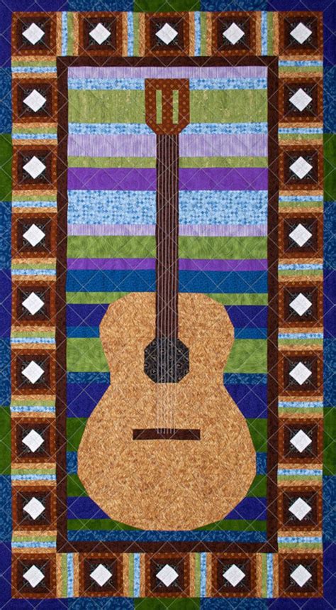 solo guitar patchwork quilt art pattern etsy