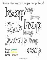 Leap Coloring Year Words Happy Color Twistynoodle Pages Kids Worksheets Activities Noodle sketch template