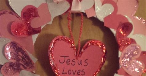 jesus loves  paper hearts glitter wreath valentines day bible