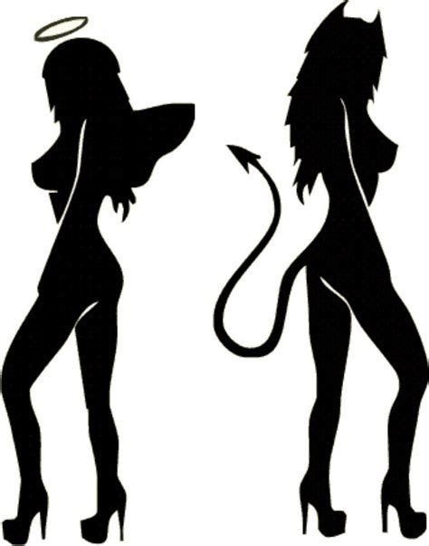 Sexy Angel And Sexy Devil Silhouette 2 X Vinyl Decals Ebay